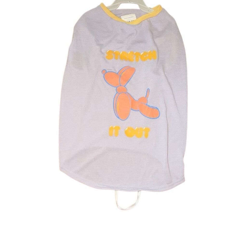 Pet t-shirts L dog shirt TOP PAW “Stretch it Out” balloon anima purple + yellow